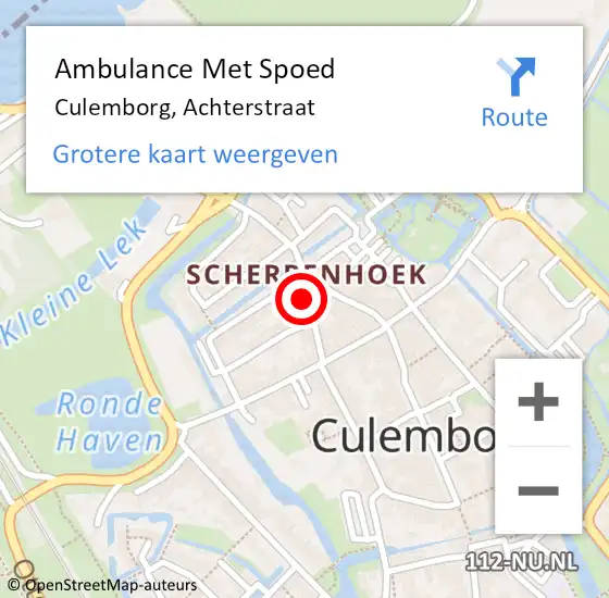 Locatie op kaart van de 112 melding: Ambulance Met Spoed Naar Culemborg, Achterstraat op 30 november 2017 07:42