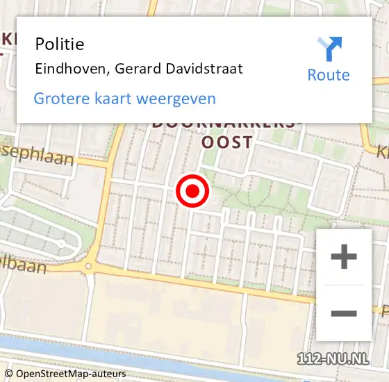 Locatie op kaart van de 112 melding: Politie Eindhoven, Gerard Davidstraat op 30 november 2017 07:56