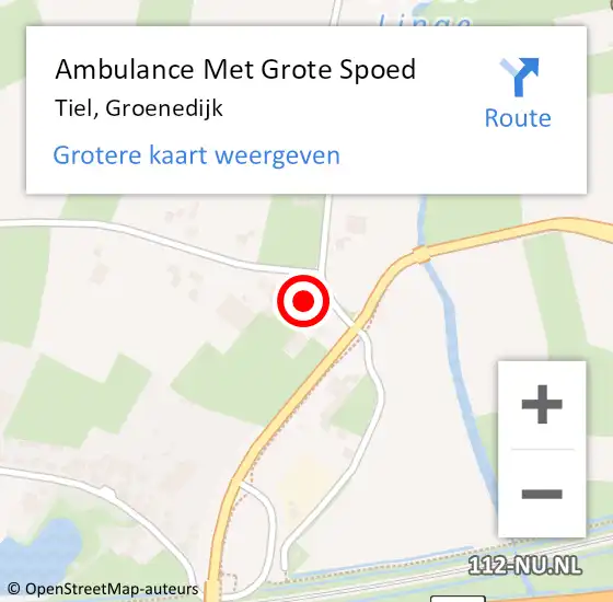 Locatie op kaart van de 112 melding: Ambulance Met Grote Spoed Naar Tiel, Groenedijk op 30 november 2017 07:57