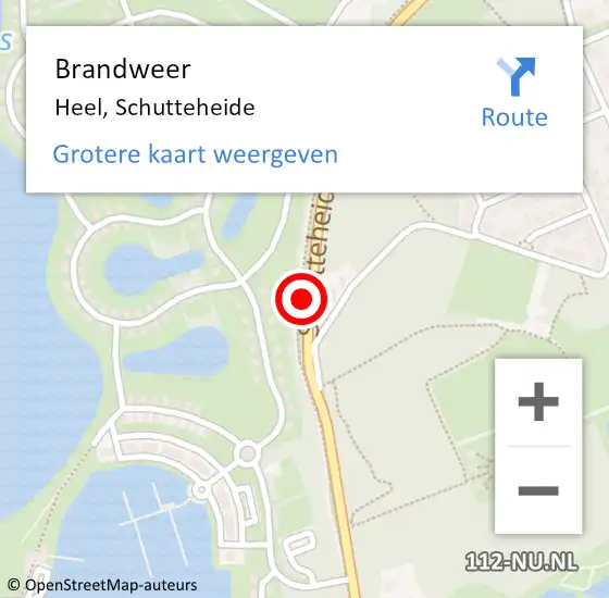 Locatie op kaart van de 112 melding: Brandweer Heel, Schutteheide op 30 november 2017 08:22