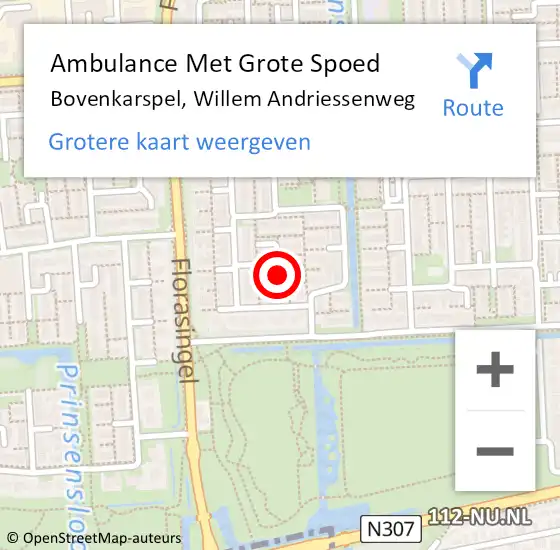 Locatie op kaart van de 112 melding: Ambulance Met Grote Spoed Naar Bovenkarspel, Willem Andriessenweg op 30 november 2017 09:20