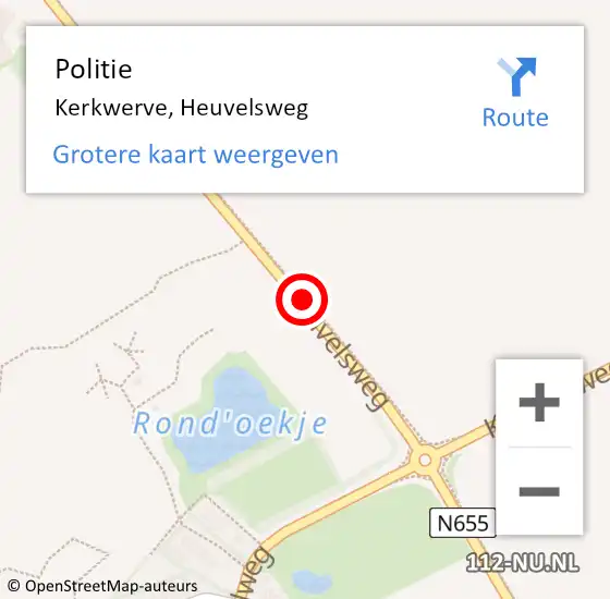 Locatie op kaart van de 112 melding: Politie Kerkwerve, Heuvelsweg op 30 november 2017 10:30