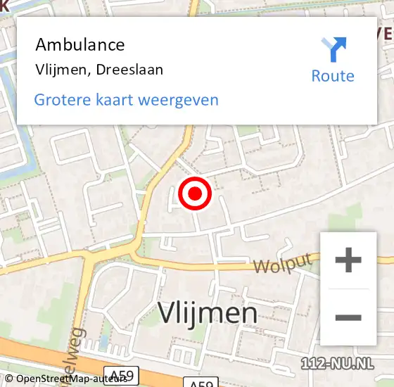 Locatie op kaart van de 112 melding: Ambulance Vlijmen, Dreeslaan op 30 november 2017 10:50