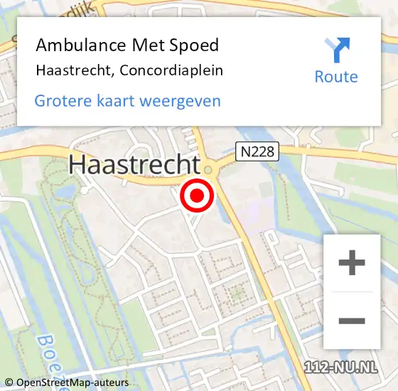 Locatie op kaart van de 112 melding: Ambulance Met Spoed Naar Haastrecht, Concordiaplein op 30 november 2017 11:09