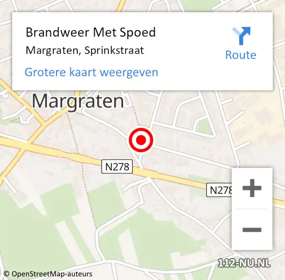 Locatie op kaart van de 112 melding: Brandweer Met Spoed Naar Margraten, Sprinkstraat op 30 november 2017 12:17