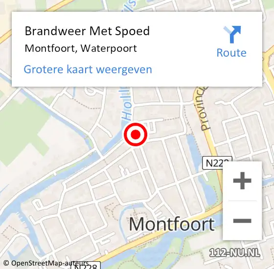 Locatie op kaart van de 112 melding: Brandweer Met Spoed Naar Montfoort, Waterpoort op 30 november 2017 12:35