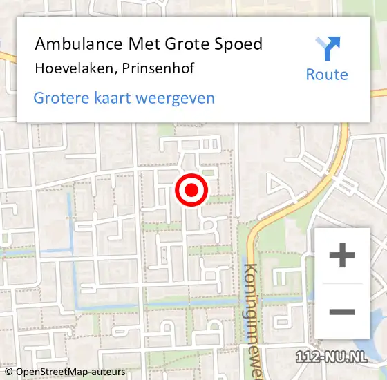 Locatie op kaart van de 112 melding: Ambulance Met Grote Spoed Naar Hoevelaken, Prinsenhof op 30 november 2017 12:39