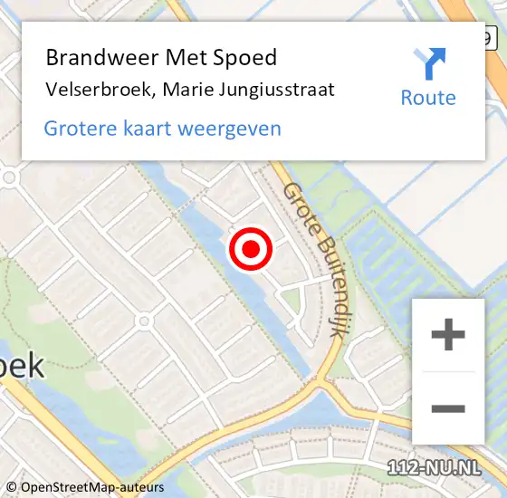 Locatie op kaart van de 112 melding: Brandweer Met Spoed Naar Velserbroek, Marie Jungiusstraat op 30 november 2017 12:47