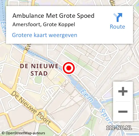 Locatie op kaart van de 112 melding: Ambulance Met Grote Spoed Naar Amersfoort, Grote Koppel op 30 november 2017 12:48