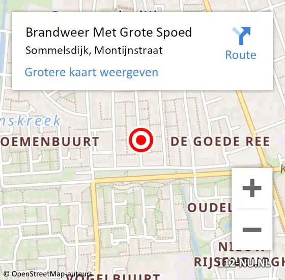 Locatie op kaart van de 112 melding: Brandweer Met Grote Spoed Naar Sommelsdijk, Montijnstraat op 30 november 2017 12:51