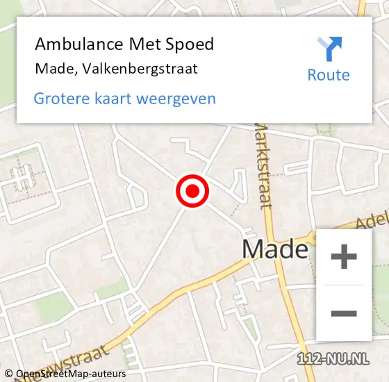 Locatie op kaart van de 112 melding: Ambulance Met Spoed Naar Made, Valkenbergstraat op 30 november 2017 13:03