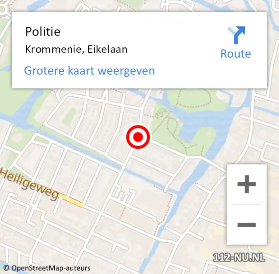 Locatie op kaart van de 112 melding: Politie Krommenie, Eikelaan op 30 november 2017 13:05