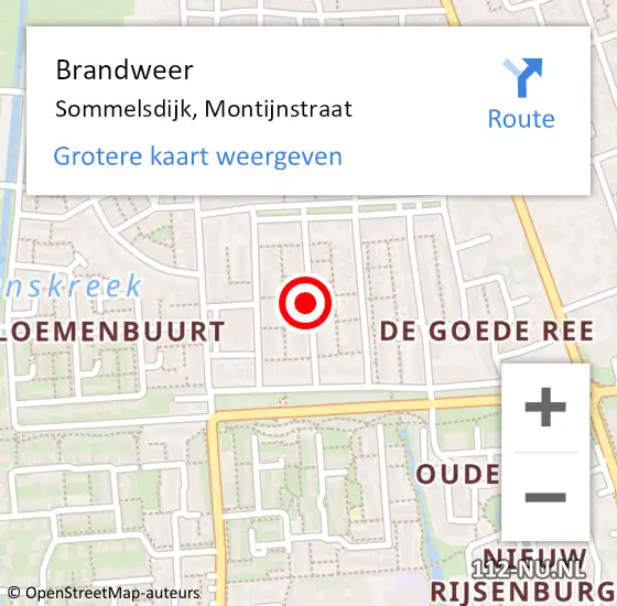 Locatie op kaart van de 112 melding: Brandweer Sommelsdijk, Montijnstraat op 30 november 2017 13:12