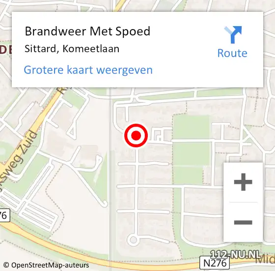 Locatie op kaart van de 112 melding: Brandweer Met Spoed Naar Sittard, Komeetlaan op 30 november 2017 13:55