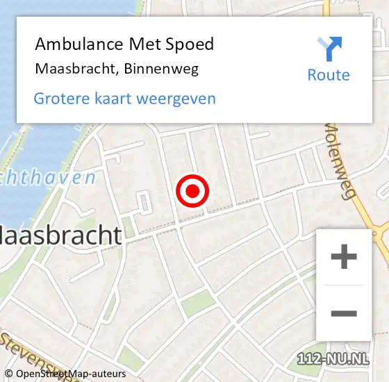 Locatie op kaart van de 112 melding: Ambulance Met Spoed Naar Maasbracht, Binnenweg op 30 november 2017 13:58