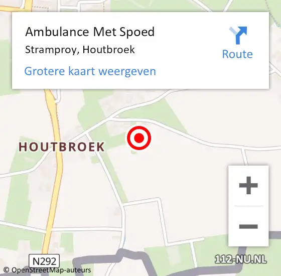 Locatie op kaart van de 112 melding: Ambulance Met Spoed Naar Stramproy, Houtbroek op 8 februari 2014 10:12