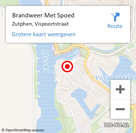 Locatie op kaart van de 112 melding: Brandweer Met Spoed Naar Zutphen, Vispoortstraat op 30 november 2017 14:13