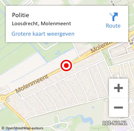 Locatie op kaart van de 112 melding: Politie Loosdrecht, Molenmeent op 30 november 2017 15:04