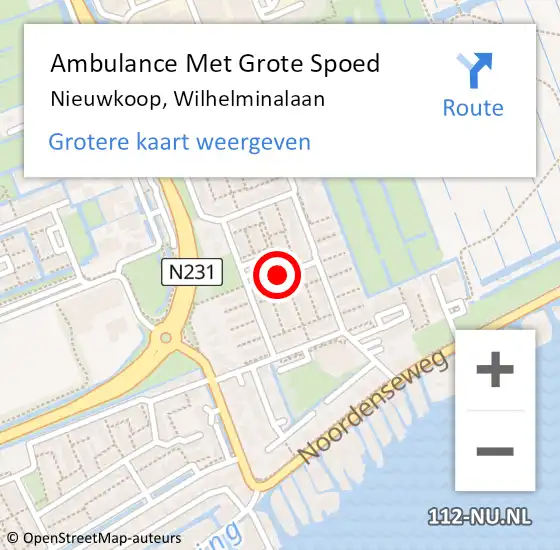 Locatie op kaart van de 112 melding: Ambulance Met Grote Spoed Naar Nieuwkoop, Wilhelminalaan op 30 november 2017 15:23