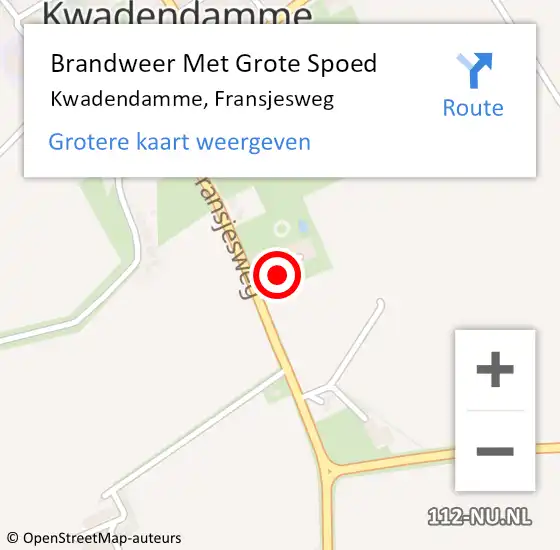 Locatie op kaart van de 112 melding: Brandweer Met Grote Spoed Naar Kwadendamme, Fransjesweg op 30 november 2017 16:45