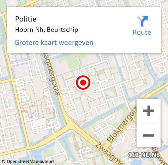 Locatie op kaart van de 112 melding: Politie Hoorn Nh, Beurtschip op 30 november 2017 17:02