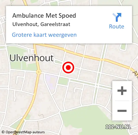 Locatie op kaart van de 112 melding: Ambulance Met Spoed Naar Ulvenhout, Gareelstraat op 30 november 2017 17:08