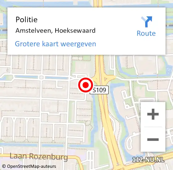 Locatie op kaart van de 112 melding: Politie Amstelveen, Hoeksewaard op 30 november 2017 17:50