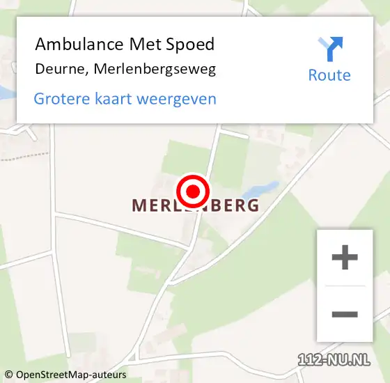 Locatie op kaart van de 112 melding: Ambulance Met Spoed Naar Deurne, Merlenbergseweg op 30 november 2017 18:40