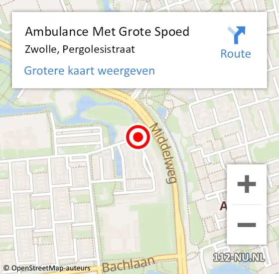 Locatie op kaart van de 112 melding: Ambulance Met Grote Spoed Naar Zwolle, Pergolesistraat op 30 november 2017 19:58