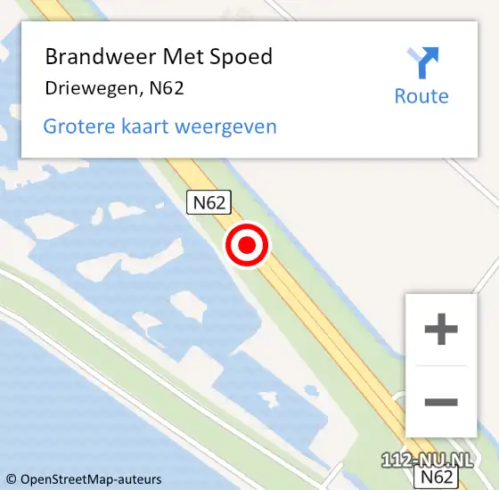 Locatie op kaart van de 112 melding: Brandweer Met Spoed Naar Driewegen, N62 op 30 november 2017 20:13