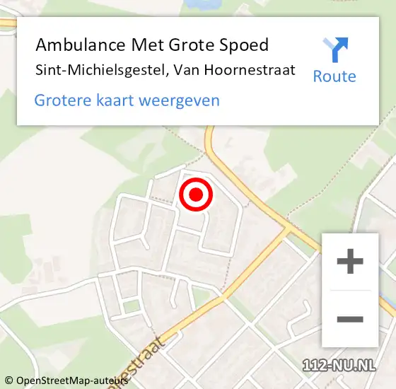 Locatie op kaart van de 112 melding: Ambulance Met Grote Spoed Naar Sint-Michielsgestel, Van Hoornestraat op 30 november 2017 20:20