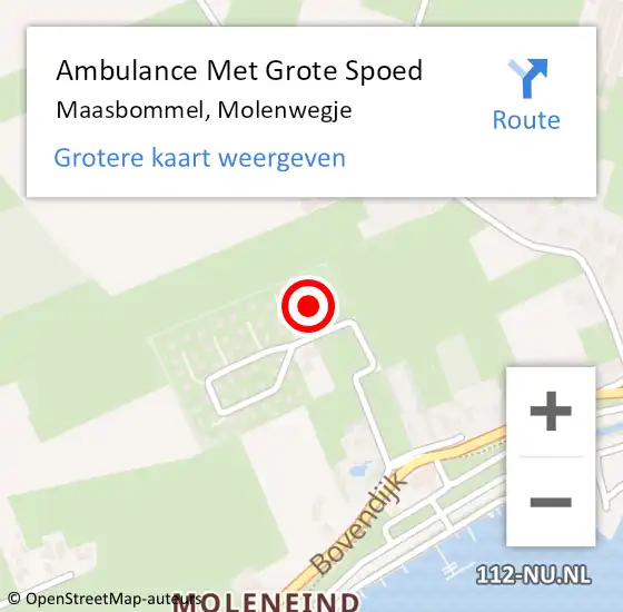 Locatie op kaart van de 112 melding: Ambulance Met Grote Spoed Naar Maasbommel, Molenwegje op 30 november 2017 21:17