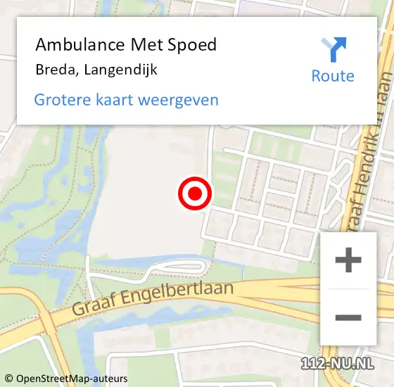 Locatie op kaart van de 112 melding: Ambulance Met Spoed Naar Breda, Langendijk op 30 november 2017 21:52