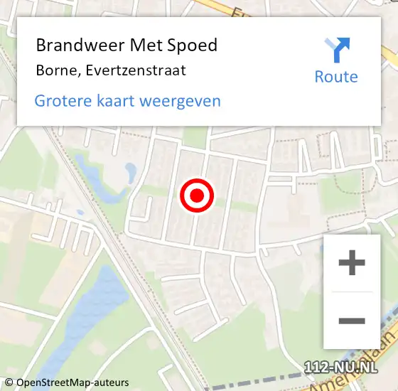 Locatie op kaart van de 112 melding: Brandweer Met Spoed Naar Borne, Evertzenstraat op 30 november 2017 22:00