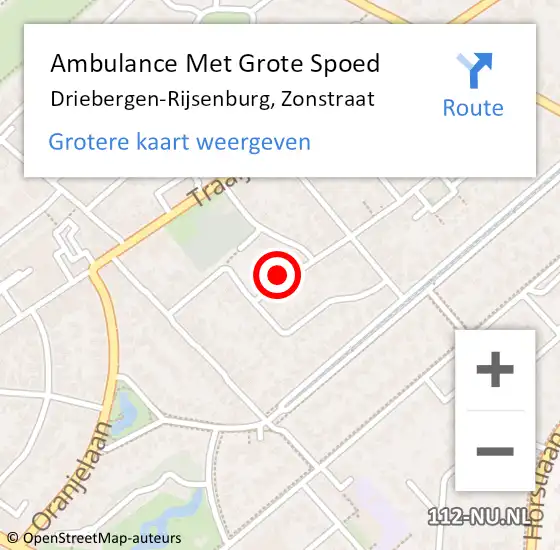 Locatie op kaart van de 112 melding: Ambulance Met Grote Spoed Naar Driebergen-Rijsenburg, Zonstraat op 30 november 2017 22:38