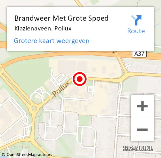 Locatie op kaart van de 112 melding: Brandweer Met Grote Spoed Naar Klazienaveen, Pollux op 30 november 2017 23:06