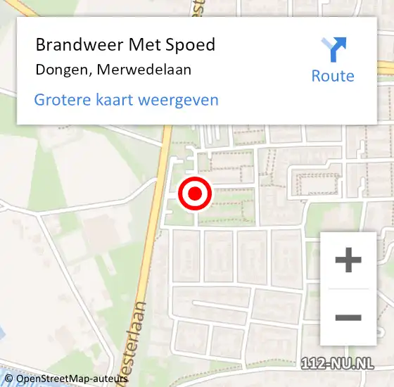 Locatie op kaart van de 112 melding: Brandweer Met Spoed Naar Dongen, Merwedelaan op 30 november 2017 23:27