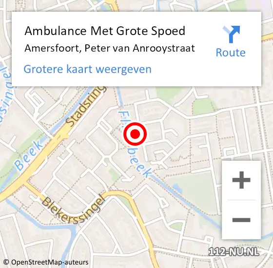 Locatie op kaart van de 112 melding: Ambulance Met Grote Spoed Naar Amersfoort, Peter van Anrooystraat op 1 december 2017 00:49