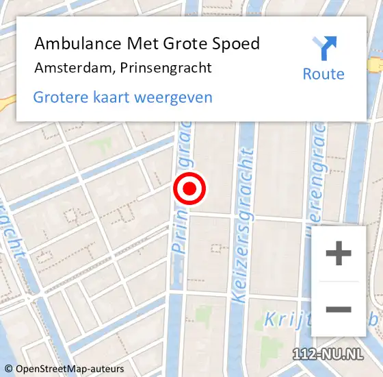 Locatie op kaart van de 112 melding: Ambulance Met Grote Spoed Naar Amsterdam, Prinsengracht op 1 december 2017 00:52