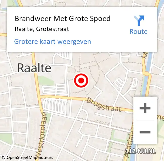 Locatie op kaart van de 112 melding: Brandweer Met Grote Spoed Naar Raalte, Grotestraat op 1 december 2017 01:19