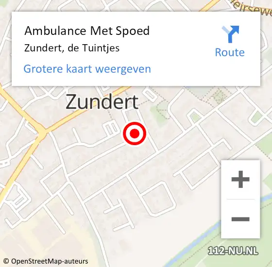 Locatie op kaart van de 112 melding: Ambulance Met Spoed Naar Zundert, de Tuintjes op 1 december 2017 02:50