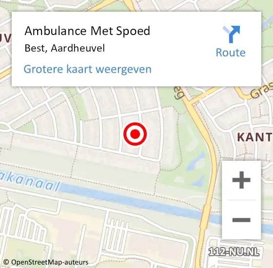 Locatie op kaart van de 112 melding: Ambulance Met Spoed Naar Best, Aardheuvel op 1 december 2017 03:07