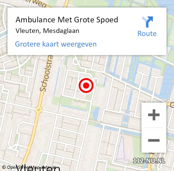 Locatie op kaart van de 112 melding: Ambulance Met Grote Spoed Naar Vleuten, Mesdaglaan op 1 december 2017 04:02