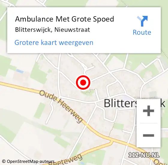 Locatie op kaart van de 112 melding: Ambulance Met Grote Spoed Naar Blitterswijck, Nieuwstraat op 1 december 2017 04:09