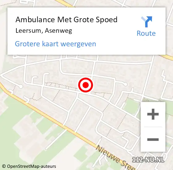 Locatie op kaart van de 112 melding: Ambulance Met Grote Spoed Naar Leersum, Asenweg op 1 december 2017 04:18