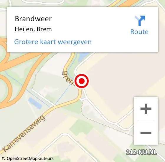 Locatie op kaart van de 112 melding: Brandweer Heijen, Brem op 1 december 2017 05:26