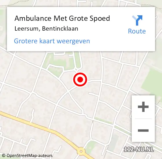 Locatie op kaart van de 112 melding: Ambulance Met Grote Spoed Naar Leersum, Bentincklaan op 1 december 2017 05:39