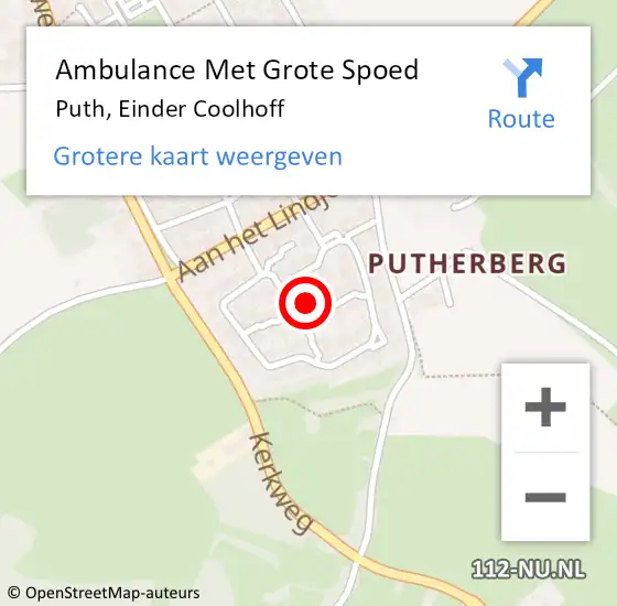 Locatie op kaart van de 112 melding: Ambulance Met Grote Spoed Naar Puth, Einder Coolhoff op 8 februari 2014 11:13