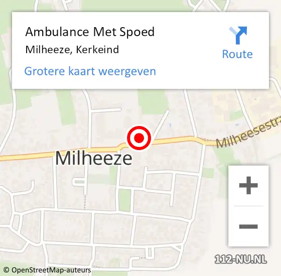 Locatie op kaart van de 112 melding: Ambulance Met Spoed Naar Milheeze, Kerkeind op 1 december 2017 06:30