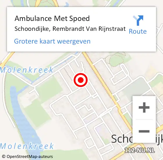 Locatie op kaart van de 112 melding: Ambulance Met Spoed Naar Schoondijke, Rembrandt Van Rijnstraat op 1 december 2017 07:10